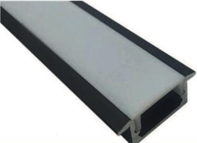 سكة بروفايل ألمنيوم أسود فتحة 1.7 ارتفاع 0.7 مع شفة