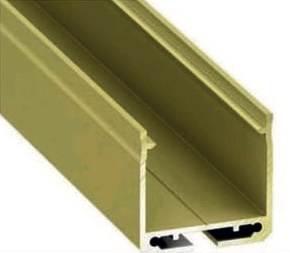 سكة بروفايل ألمنيوم ذهبي عرض 1.7 ارتفاع 1.44 بدون شفة
