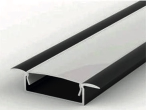 سكة بروفايل ألمنيوم أسود فتحة 2.4 ارتفاع 0.98 مع شفة