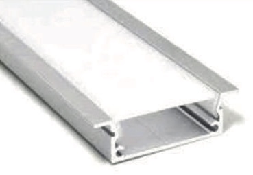 سكة بروفايل ألمنيوم سلفر فتحة 2.4 ارتفاع 0.98 مع شفة
